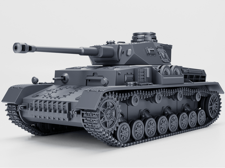 Modell des Panzer IV Ausf. G mit 7,5 cm KwK 40, Standard- und Winterketten, im Design eines WWII-Kampfpanzers.