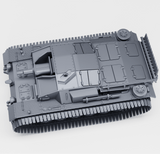 Modell des Sturmgeschütz III Ausf. D mit Winterketten in Detailansicht.