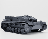 Sturmgeschütz III Ausf. D Modell mit Standard- und Winterketten, realistisches 3D-Design.