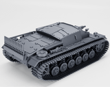 Sturmgeschütz III Ausf. D Modell mit Winterketten in detailreicher Ansicht.