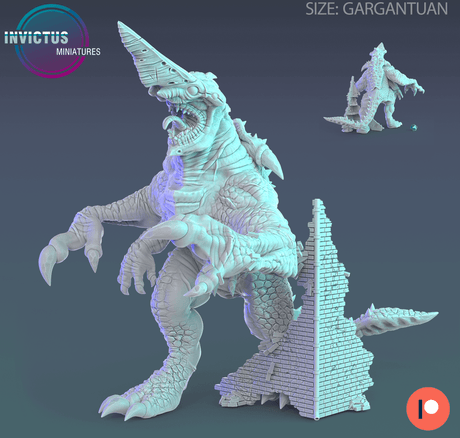 Sword Head Kaiju beim Gehen - detailreiche 3D-gedruckte Tabletop-Miniatur