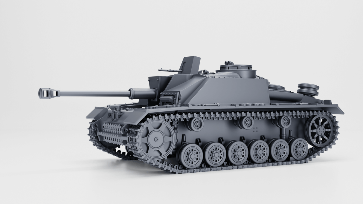 Modell des Sturmgeschütz III Ausf. G (frühe Version) mit 7,5 cm StuK 40 L/48 und verstärkter Panzerung.