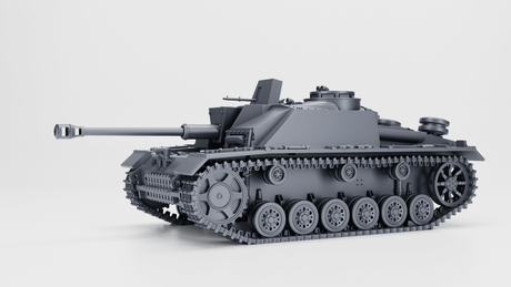 Modell des Sturmgeschütz III Ausf. G (frühe Version) mit 7,5 cm StuK 40 L/48 und verstärkter Panzerung.
