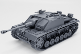 Grafik des Sturmgeschütz III Ausf. G (Late Edition) in Grau, mit charakteristischer Kanone und Winterketten.