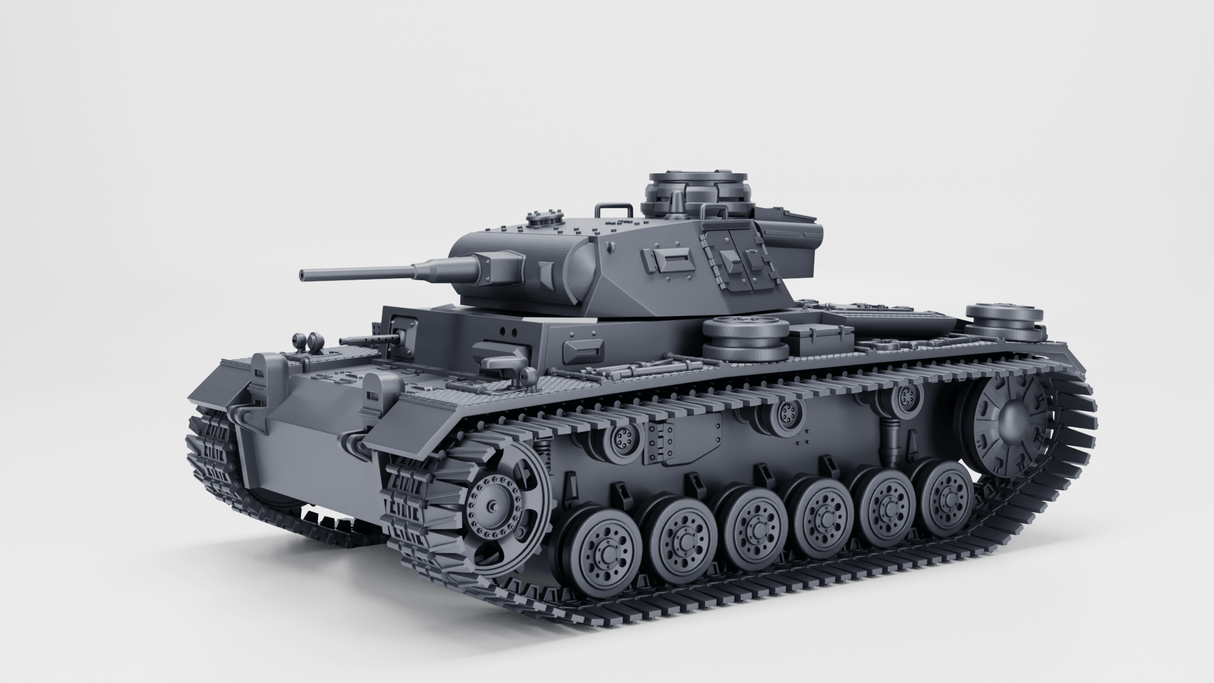 Panzer III Ausf. G Modell in Standard- und Winterketten-Varianten, detaillierte Ansicht der Seite.