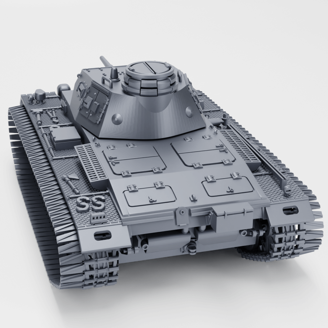 Modell des Panzer III Ausf. E in grauer Farbe mit detailgetreuem Design und Winterketten.