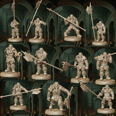 Zwergenkrieger mit Äxten für Tabletop-Spiele
