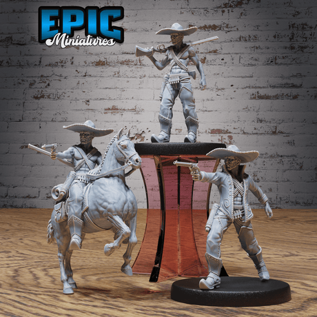 Epic Miniatures' Wild West Bandit Figur in 3 Posen - Stehend, Schießend und als Reiter