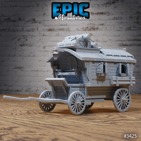 Detailreiches Siedlerwagen-Modell von Epic Miniatures, unbemalt und in 6K Auflösung gedruckt