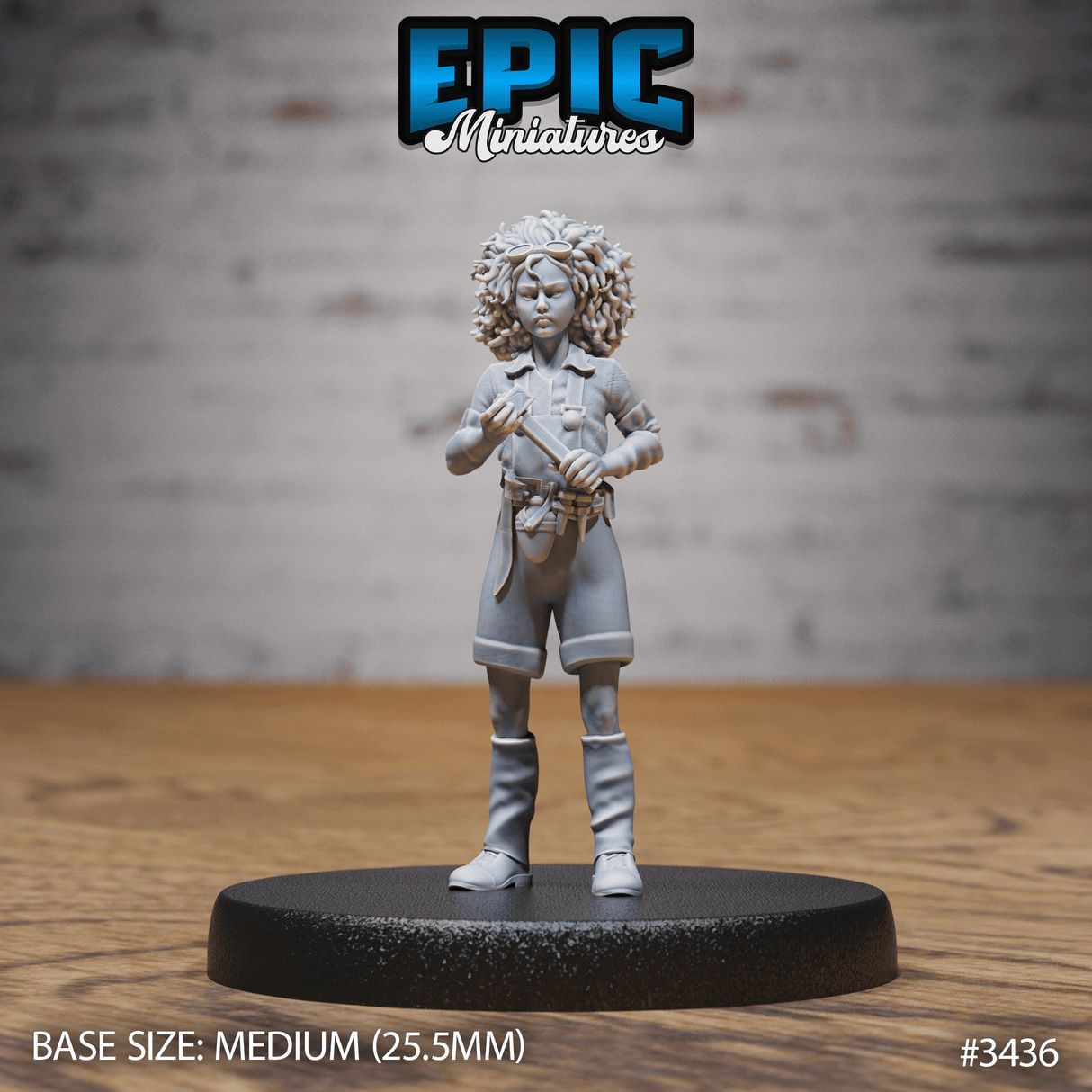 Detailreicher Bergbaulehrling mit Schlägel Miniatur von Epic Miniatures in 6K Druck
