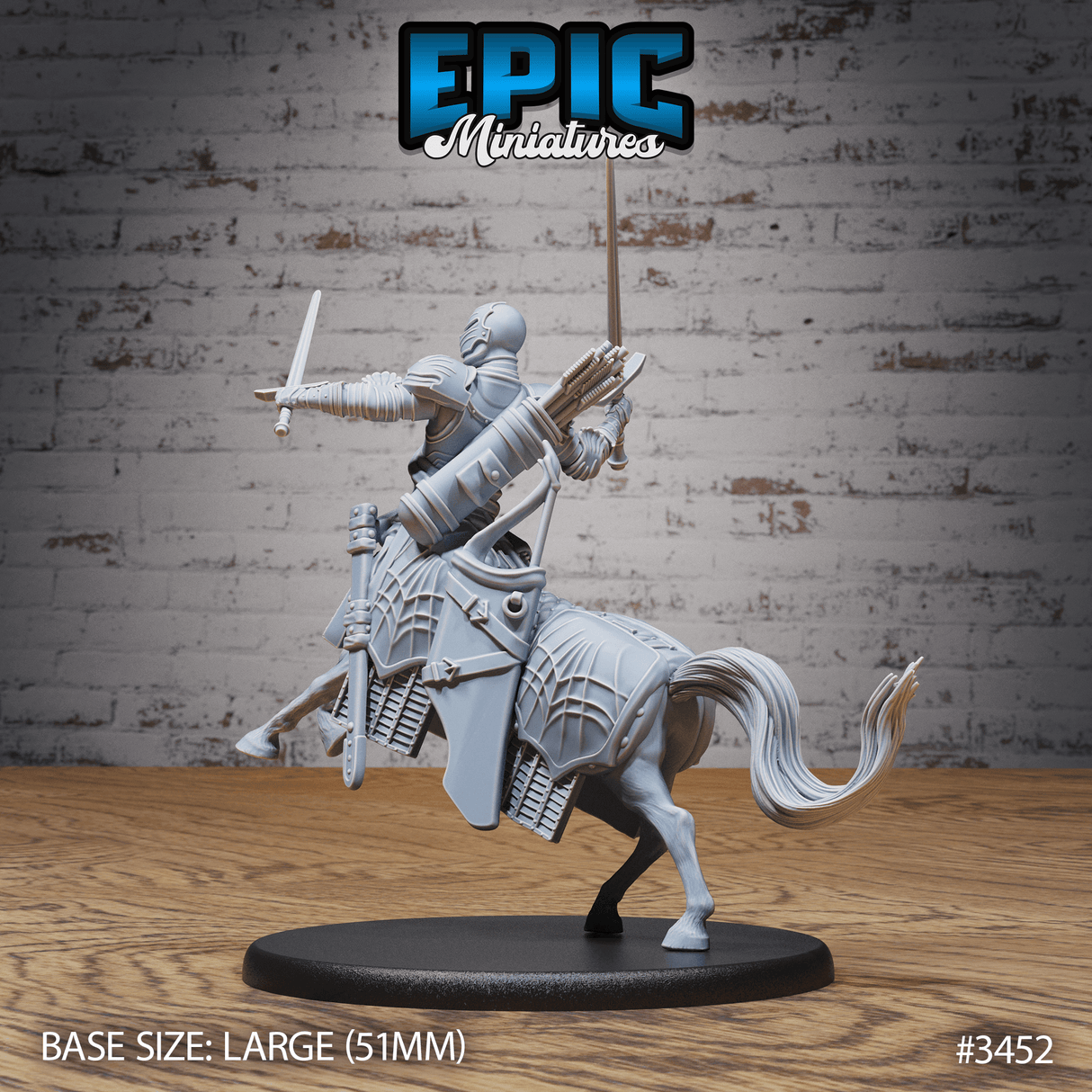 Tabletop Miniatur: Zentaur-Ritter in Rüstung von hinten, Details des Pferdekörpers