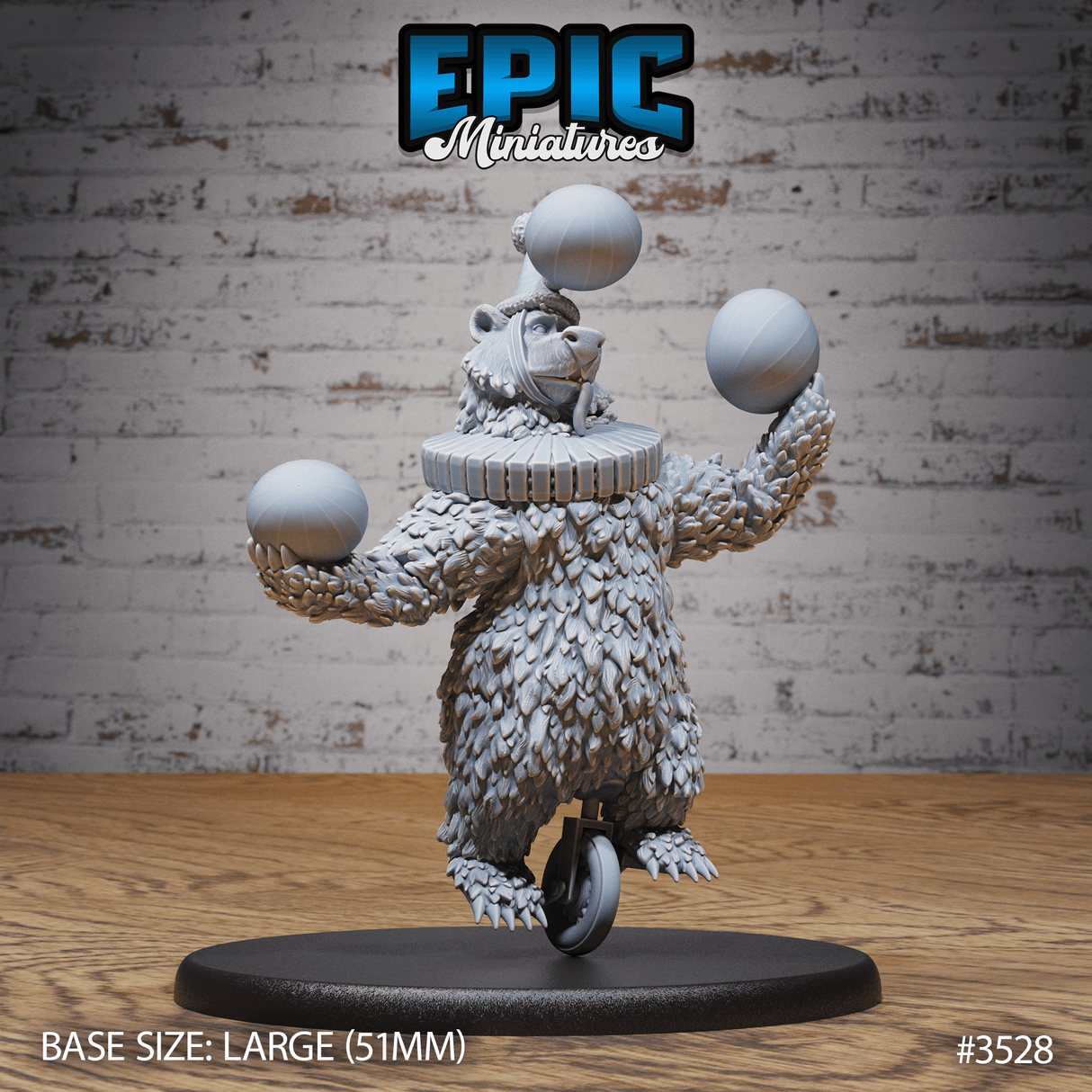 Tabletop Miniatur Circus Bear Monocycle Frontansicht