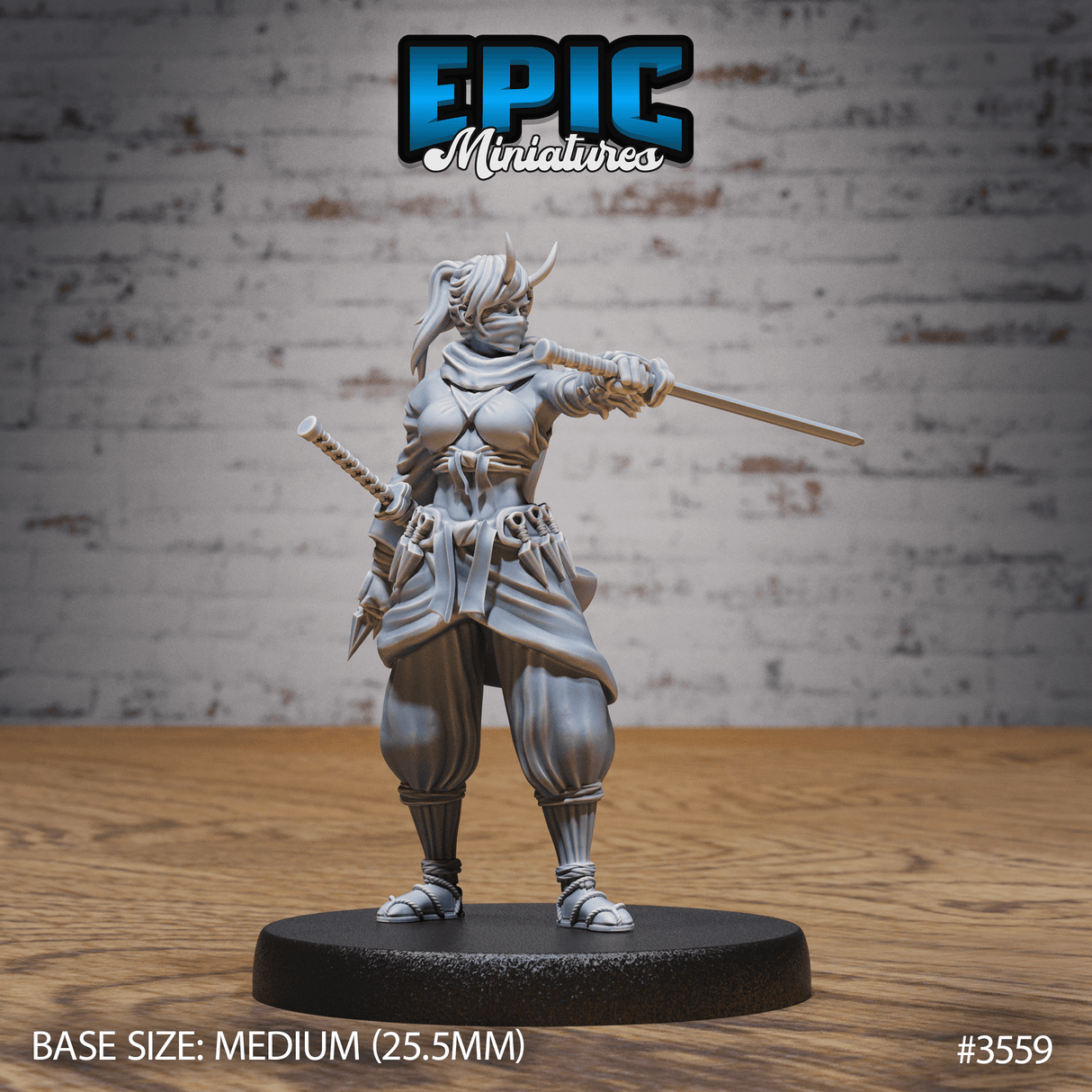 Dark Kunoichi Miniatur - Vorderansicht (Medium) für Tabletop Game und Sammler
