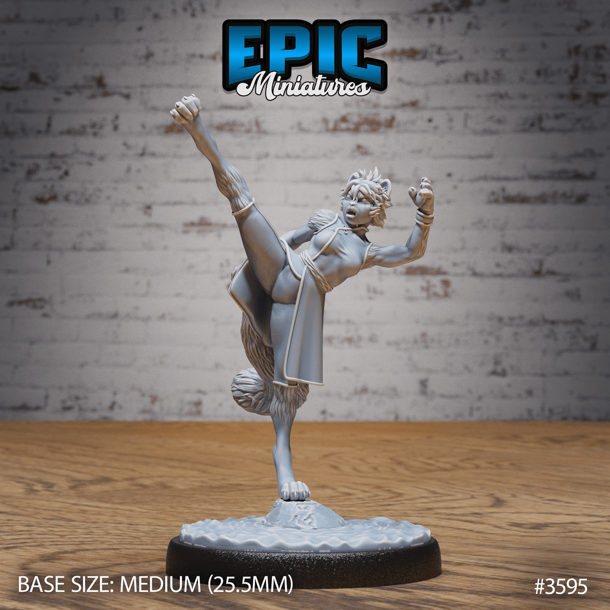 Cat Girl Monk Miniatur - Vorderansicht (Medium) für Miniaturfigur für Tabletop Games und Iron Fist
