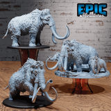 Gesamtansicht aller Mammut-Versionen als Miniaturfiguren für Tabletop Game