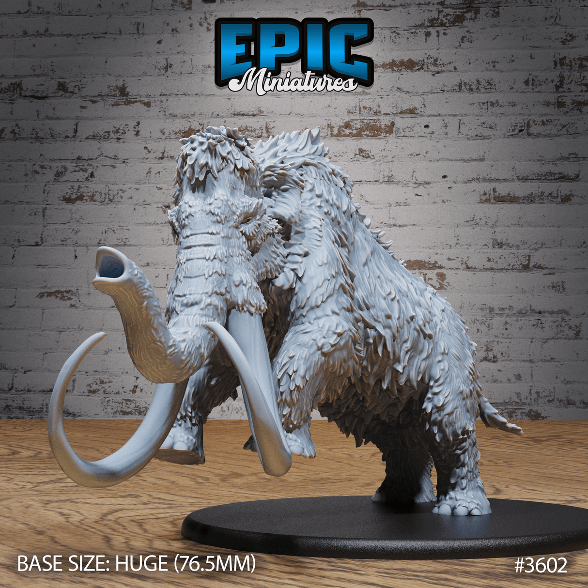 Frontansicht des angreifenden Mammuts: Detailreiche Miniaturfigur für Tabletop Game