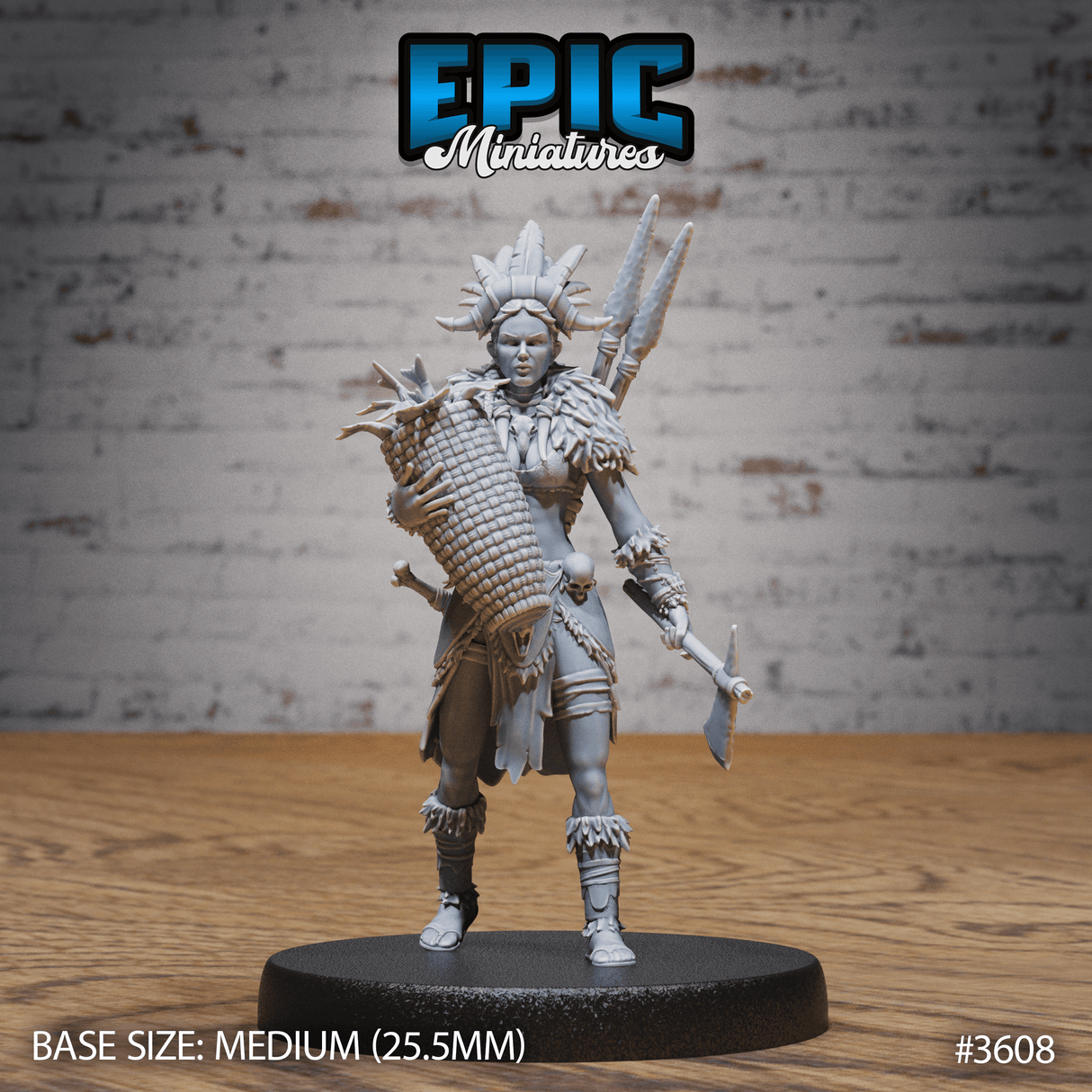 Vorderansicht der barbarischen Stamm weibliche Fischerin Miniaturfigur für Tabletop Game