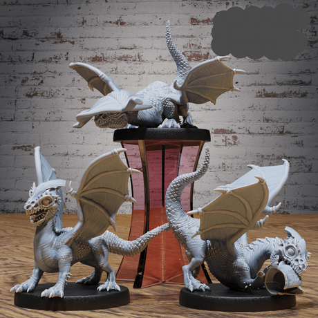 Gesamtansicht aller Weißen Drachenjünglingsversionen für Tabletop Drachen