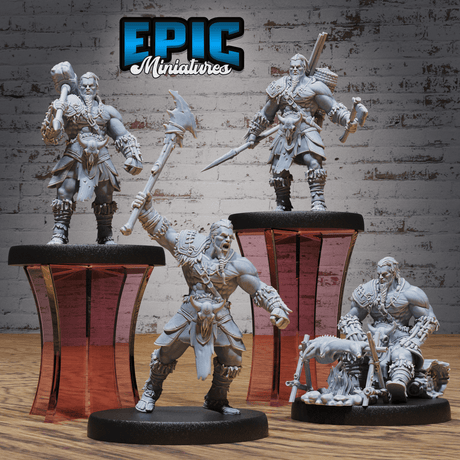 Gesamtansicht Barbarian Tribe Male Miniaturen - Miniaturen für Tabletop Spiele