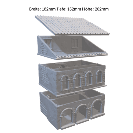 Robustes Gebäude mit Treppenaufgang für Tabletop-Kriege"