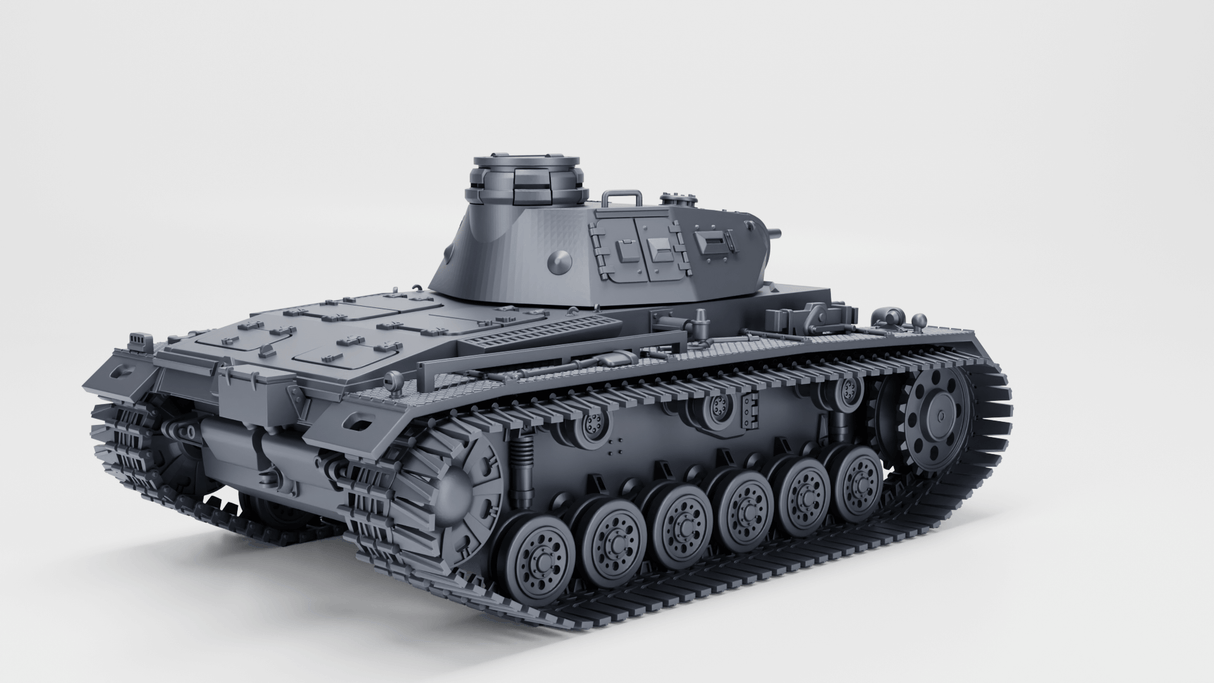 Modell des Panzer III Ausf. E mit Standard- und Winterketten, detailreiche Ansicht.