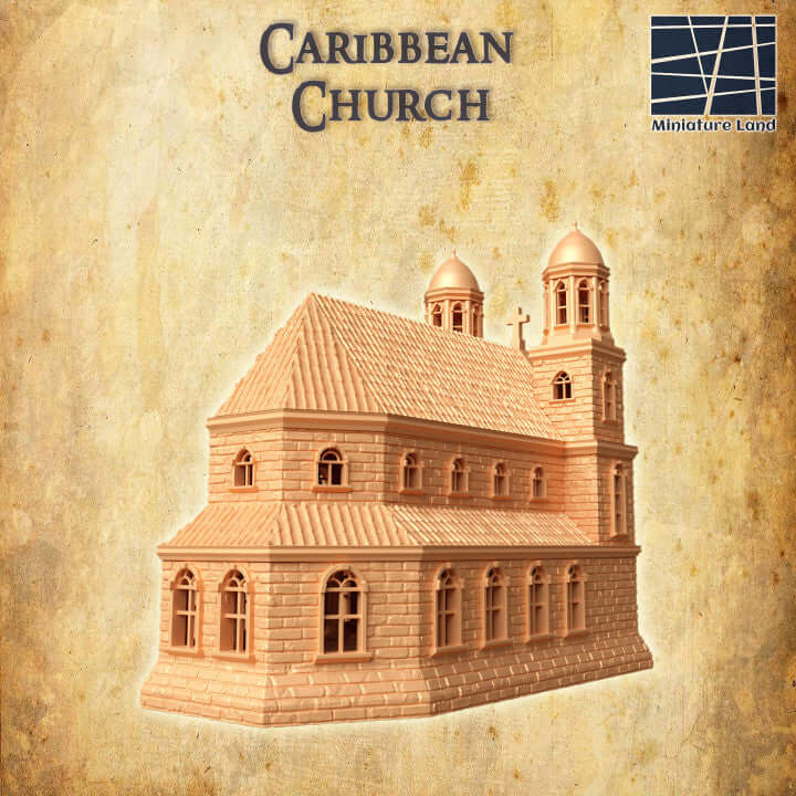 FDM-gedruckte Karibische Kirche für historische Rollenspiele