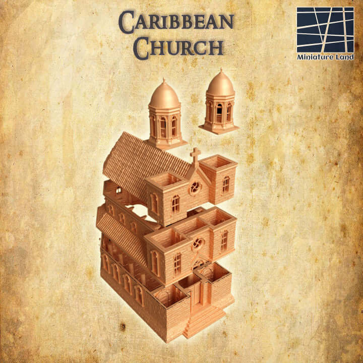 Authentische Karibische Kirche für Tabletop-Szenarien