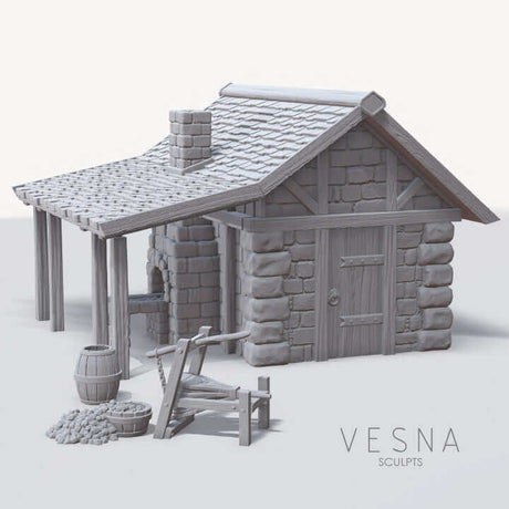 Detaillierte Schmiede für Tabletop-Spiele, 3D-gedruckt in 6K-Auflösung von Vesna Sculpts.