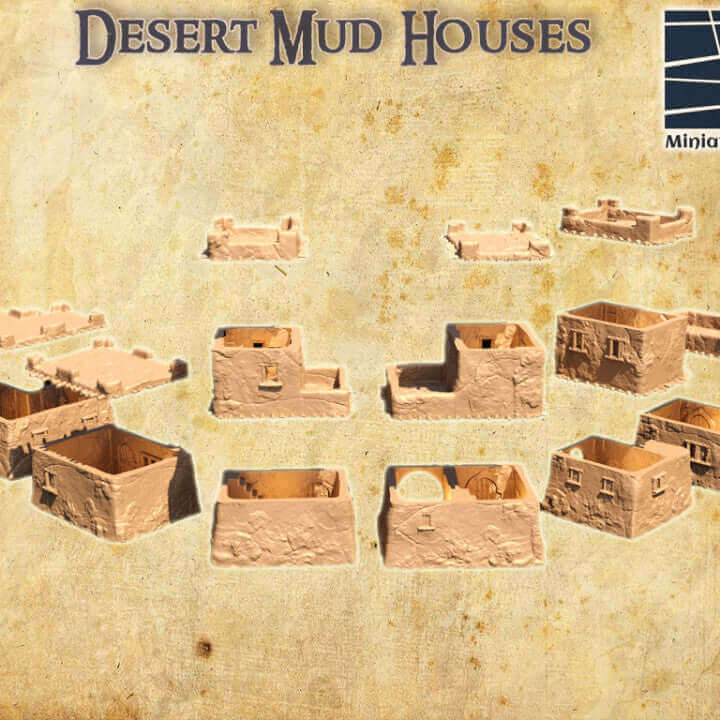 Detailreiche Wüsten-Lehmhäuser für orientalische Spielelandschaften