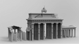Zerstörtes Brandenburger Tor Modell für Wargaming im Maßstab 1:56, mit detailgetreuen Zerstörungen.