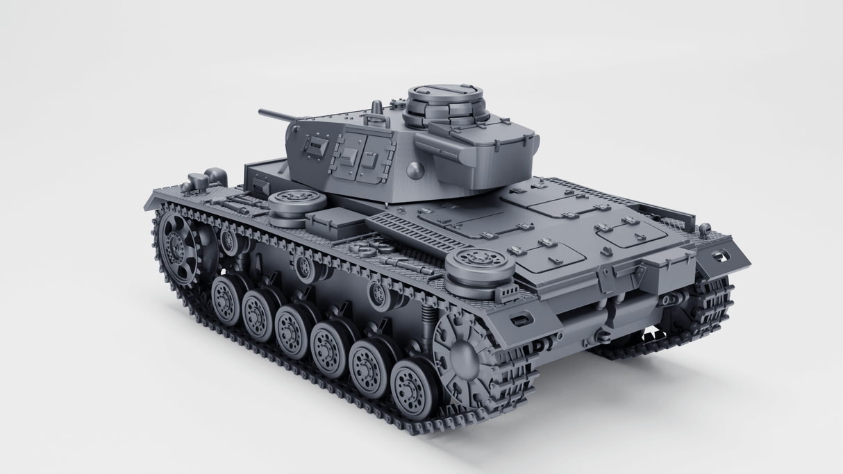 Panzer III Ausf. G Modell mit Standard- und Winterketten im Detail, ideal für Sammler und Modellbau.