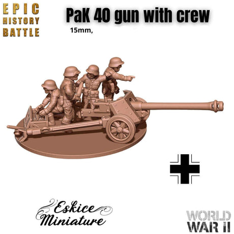 Pak 40 Anti-Panzer Geschütz Miniatur für WWII Wargames