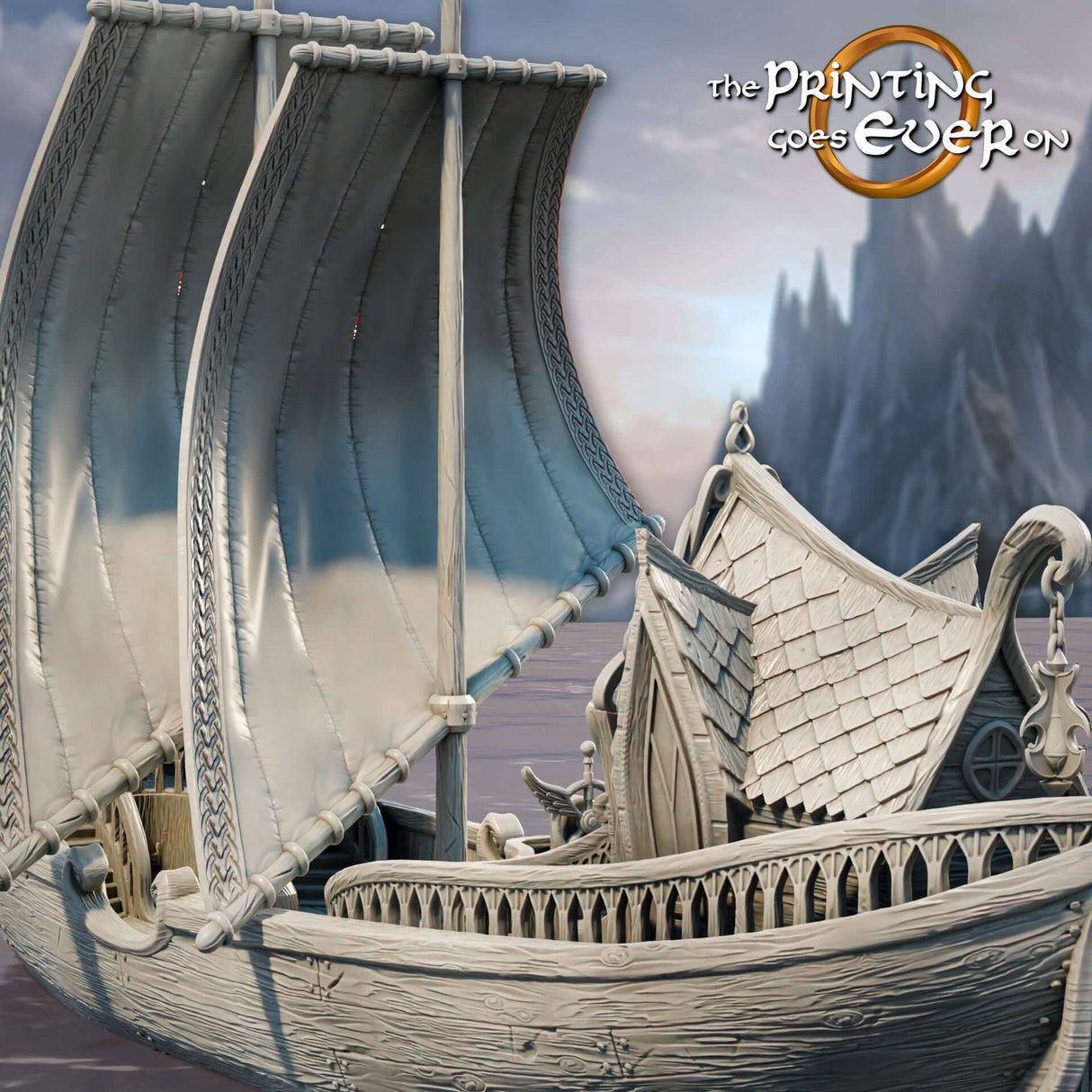Elfen Dreimast-Segelschiff für Fantasy Tabletop Spiele