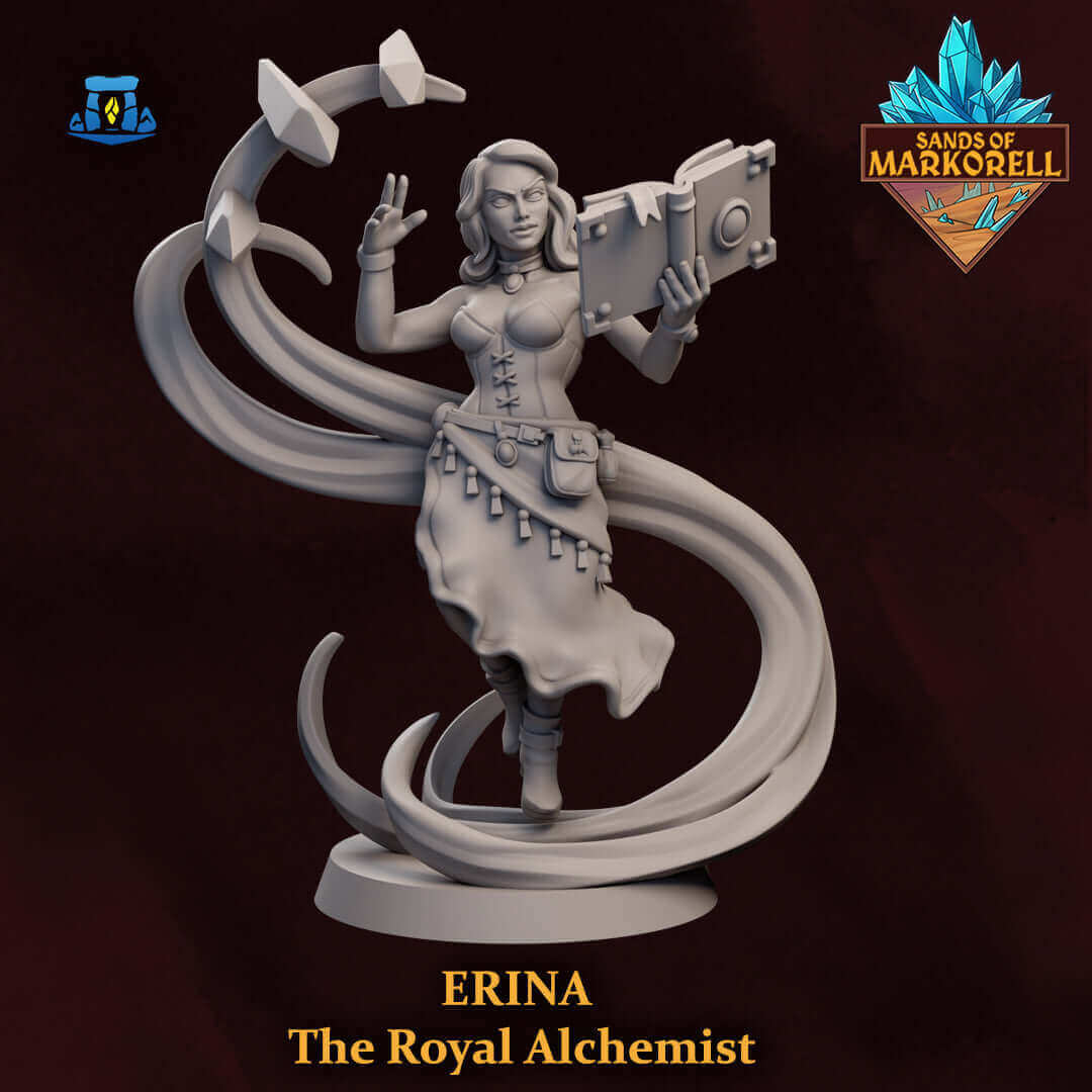 Erina - Die Königliche Alchemistin: Tabletop Miniatur mit magischem Buch