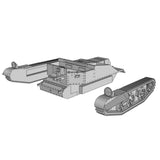 Detailansicht des Bren Gun Carrier, einem gepanzerten Fahrzeug aus dem Zweiten Weltkrieg, inkl. Kettenantrieb.