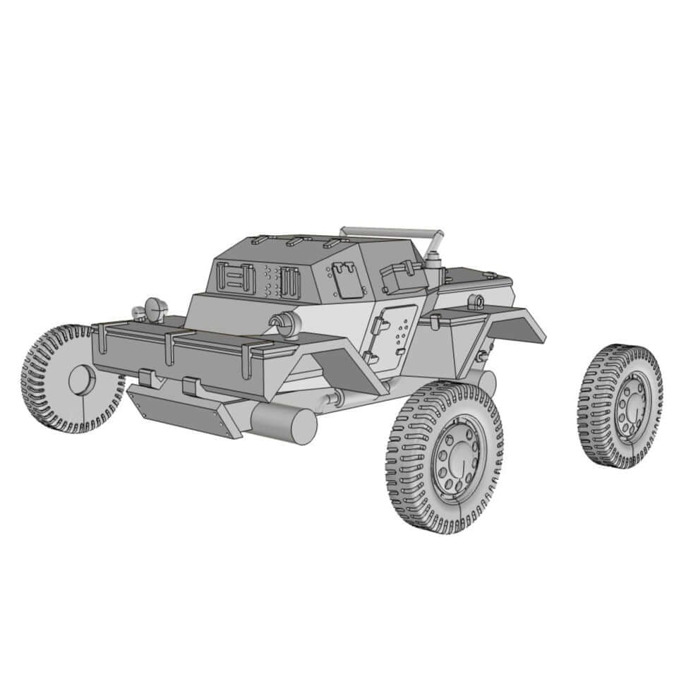 Daimler Dingo Mk II Modell 1:56, britisches Spähfahrzeug, miniaturisierte Wargaming Version, WWII Aufklärungspanzer
