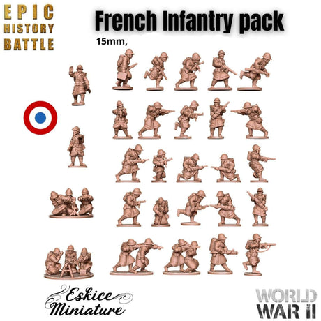 Französisches Infanterie-Pack im 15mm Maßstab zum Selbstbemalen