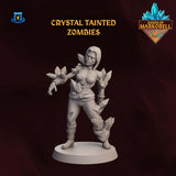 Kristallbestückter Zombie - Weibliche Miniatur in 32mm
