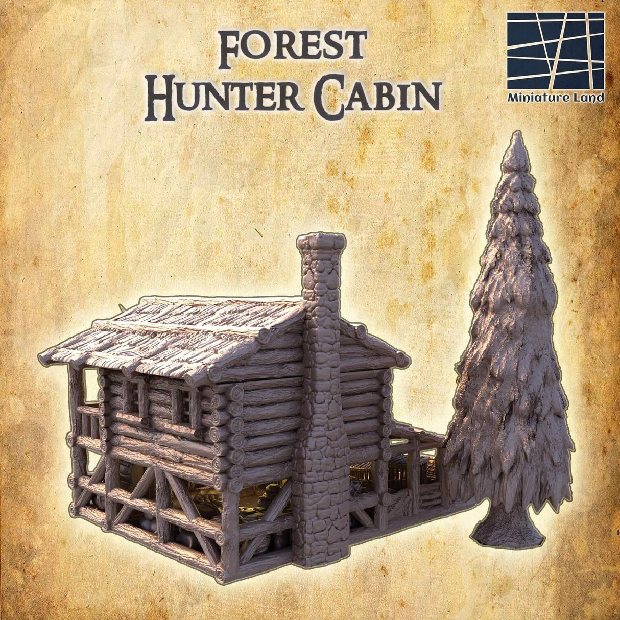 FDM-gedruckte Waldjagdhütte, perfekt für Rollenspiele