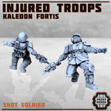 Miniaturen im 28mm Maßstab - Verwundete Kaledon Fortis Soldaten bereit zum Bemalen