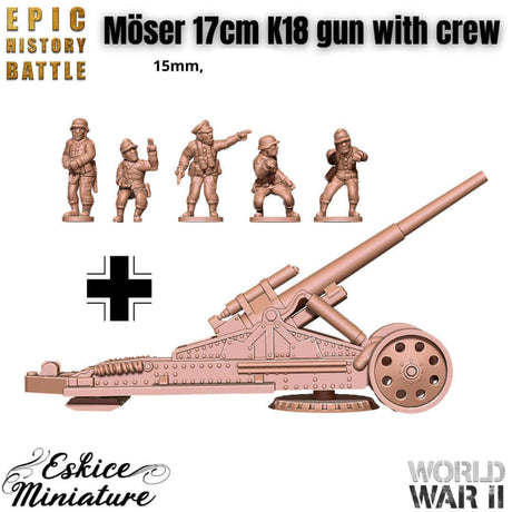 K18 170mm Geschütz Miniatur mit Crew für deutsche WWII Armee