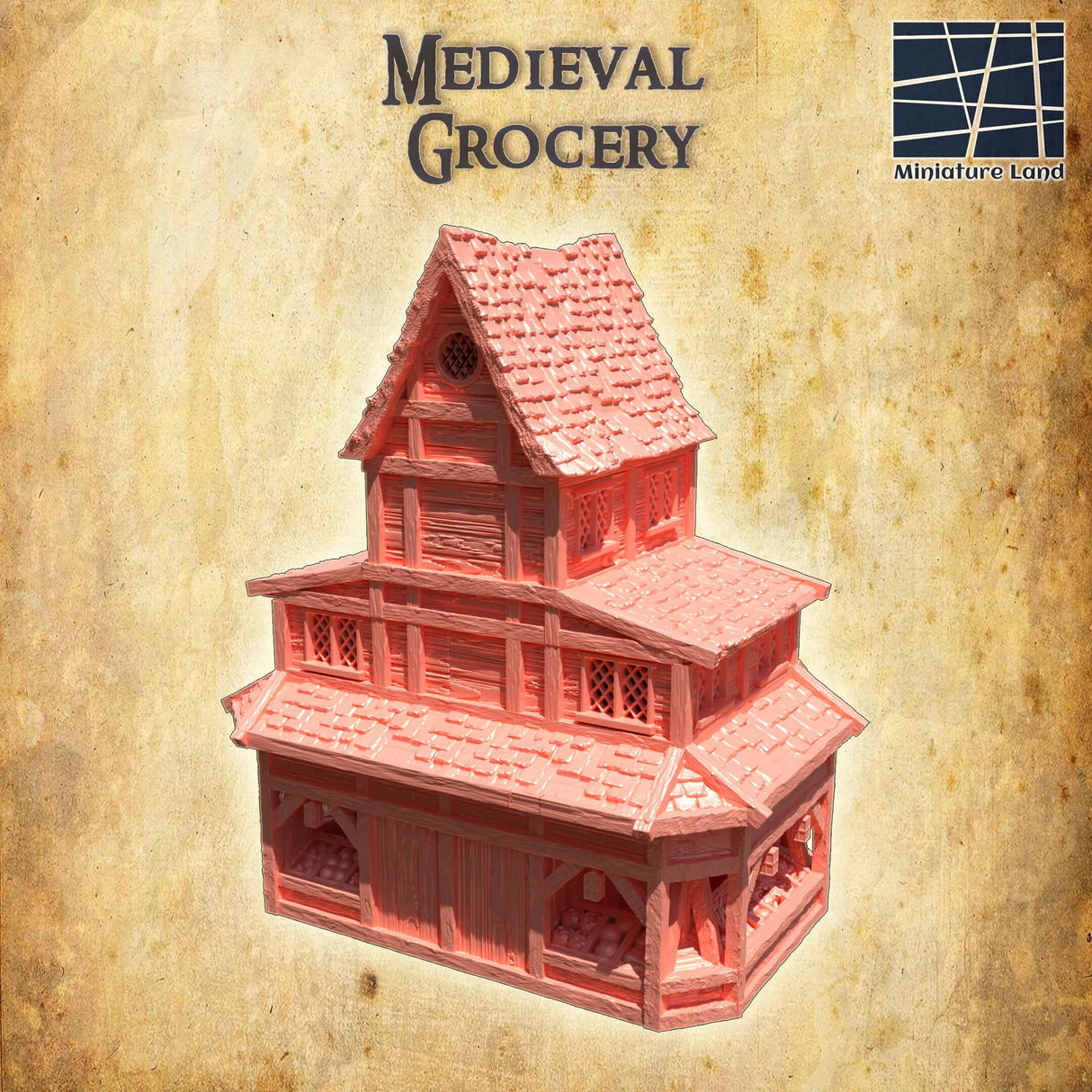 FDM-gedrucktes mittelalterliches Lebensmittelhaus von Miniature Land