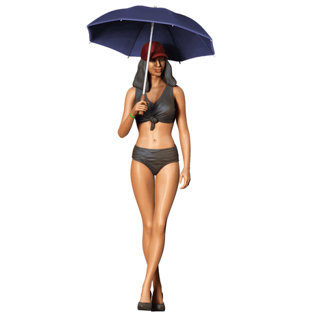 3D-gedruckte Pit Girl Figur mit Schirm für Rennstrecken-Dioramen