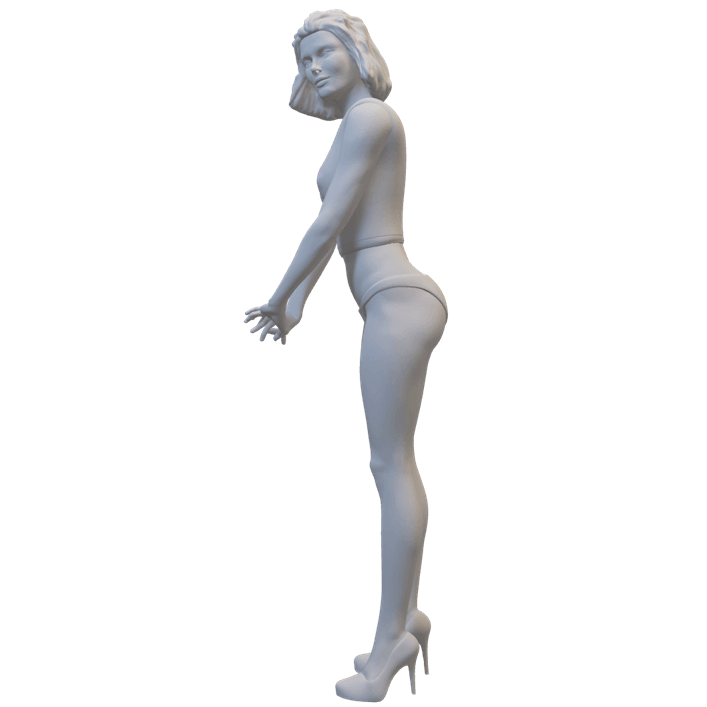 Detailreiche 3D-gedruckte Bikini-Frau Miniaturfigur