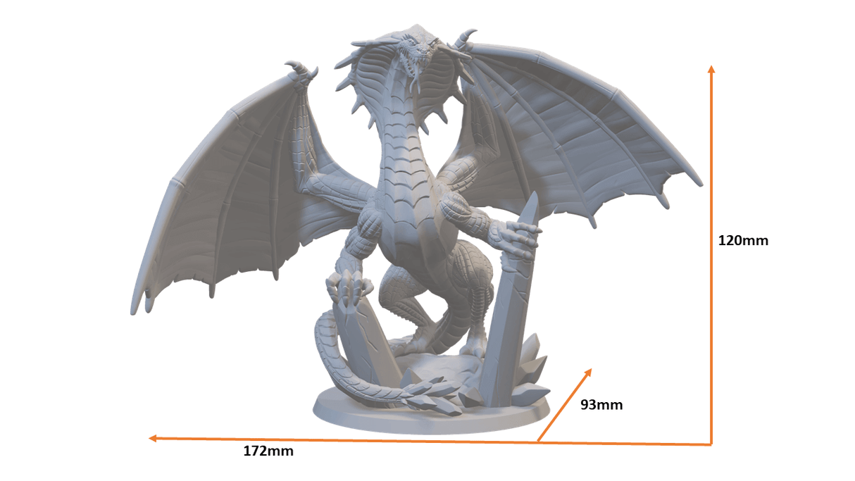 Mächtiger Kristalldrache - 3D gedruckte Miniatur für D&D