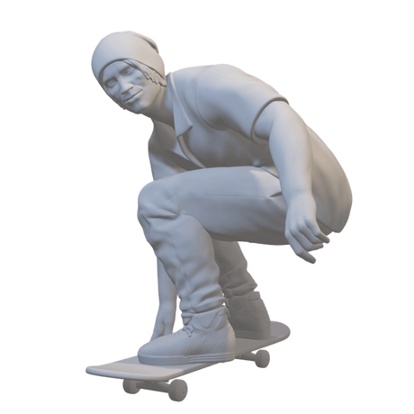 Mann auf Skateboard mit Hut Diorama Miniatur