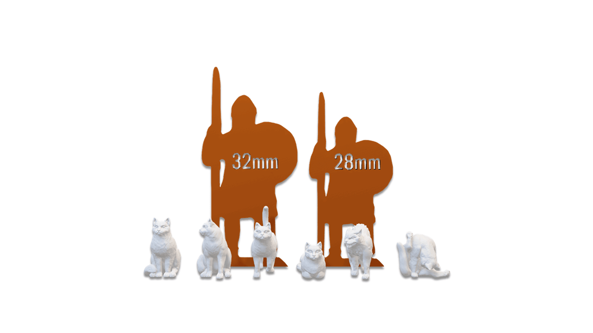 Bemalbare Katzen-Set Miniaturen für D&D und Warhammer