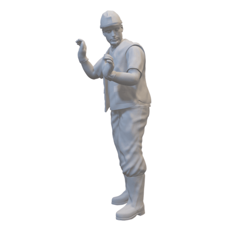 3D-gedruckter Bauarbeiter in schiebender Pose für Dioramen
