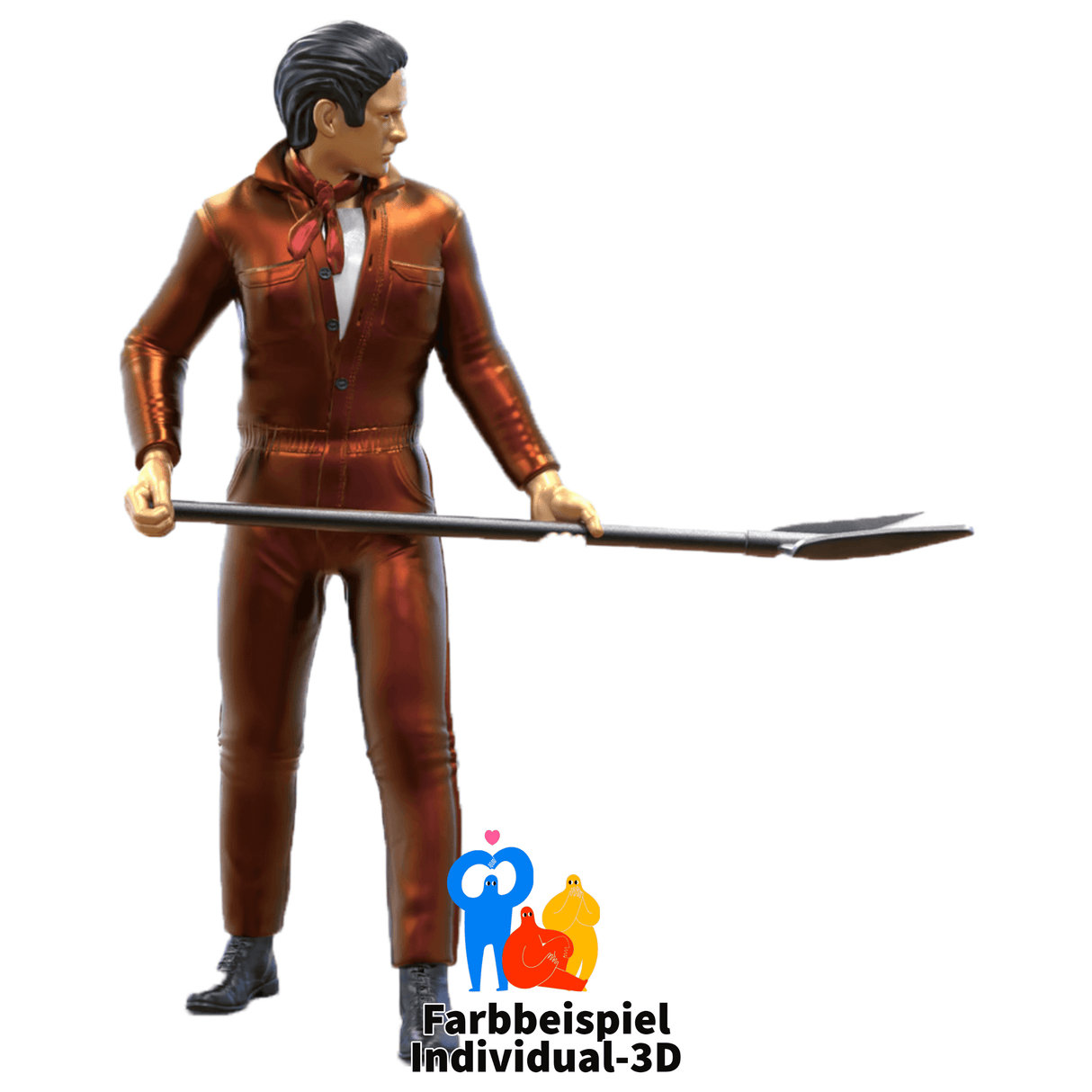 3D-gedruckte Miniaturfigur eines Heizers ohne Kopfbedeckung