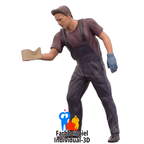 Autowascharbeiter mit Schwamm Diorama Miniatur